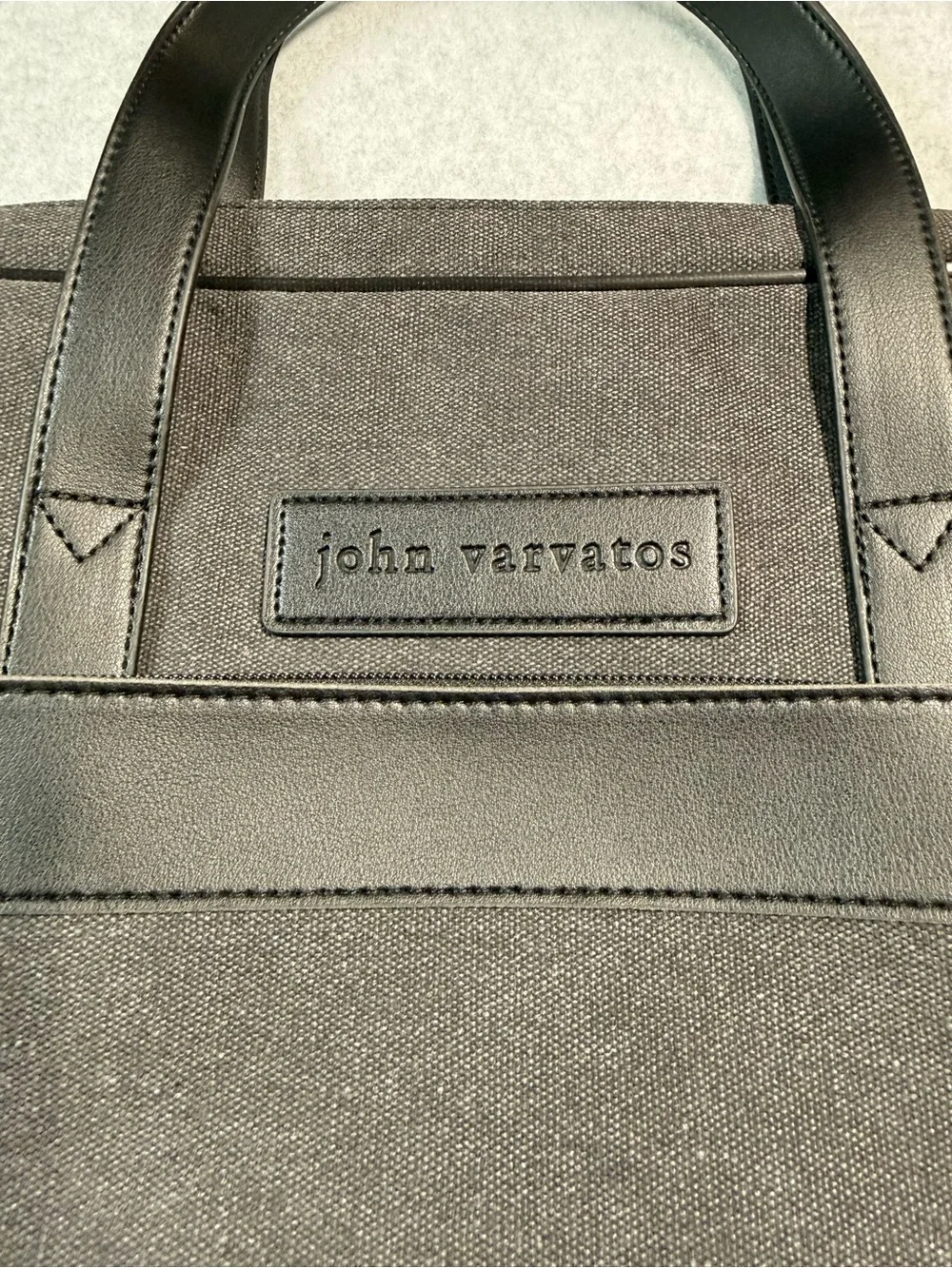 John Varvatos Charcoal Black Canvas Laptop Brief
